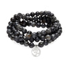 Armband Mala "Om" aus 108 Perlen aus grauem Labradorit